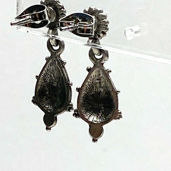 Earrings Dangles Drops Artisan Dark Red Almost Black Rhinestones Enamel - Picture 6 of 14